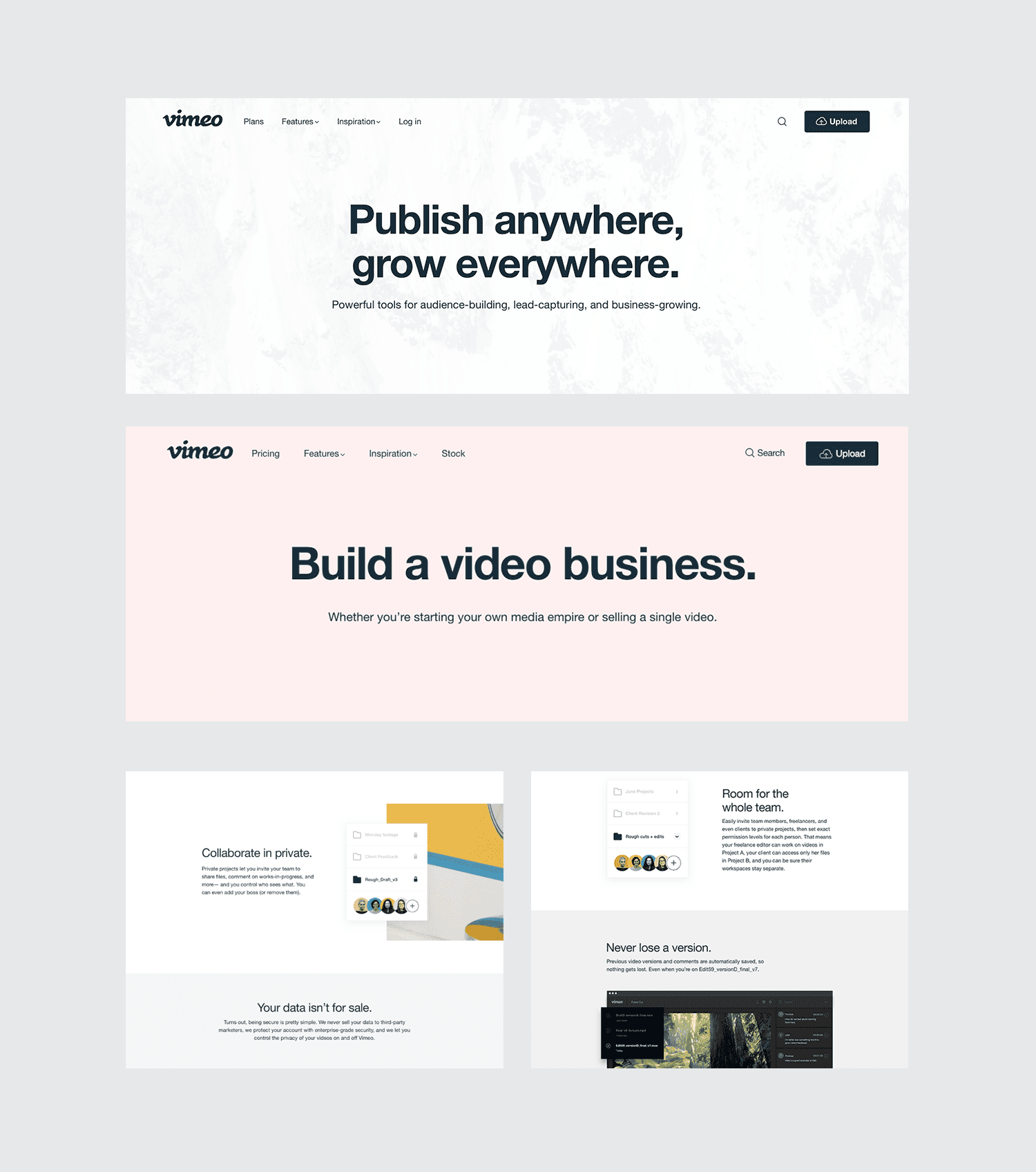 Vimeo feature pages copy
