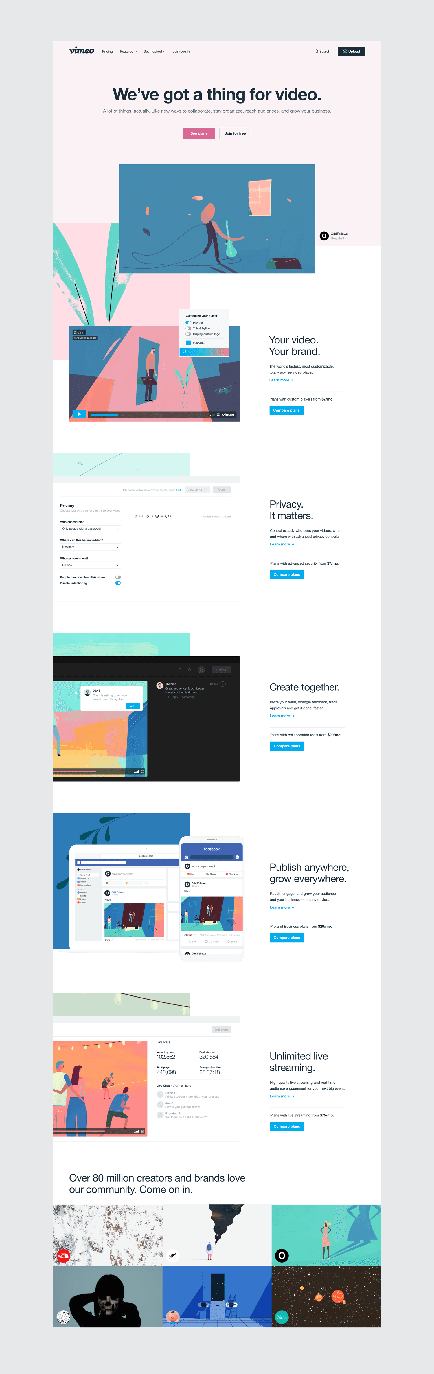 Vimeo homepage copy