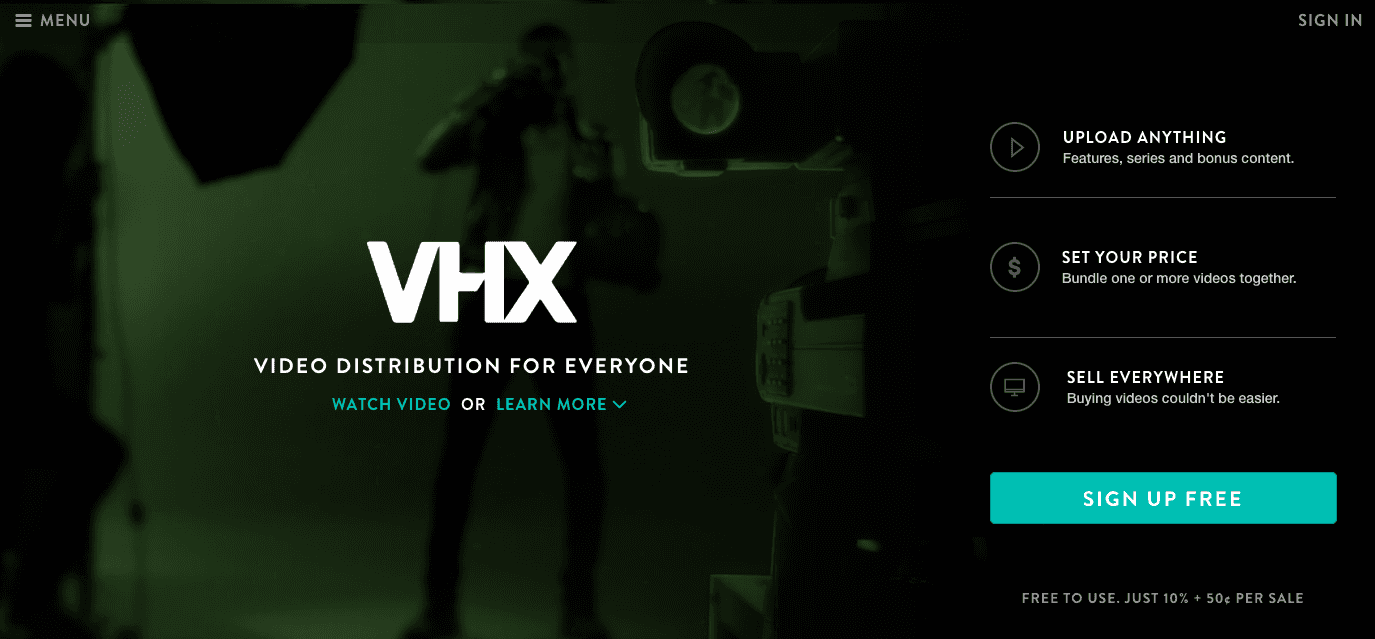 VHX distro homepage