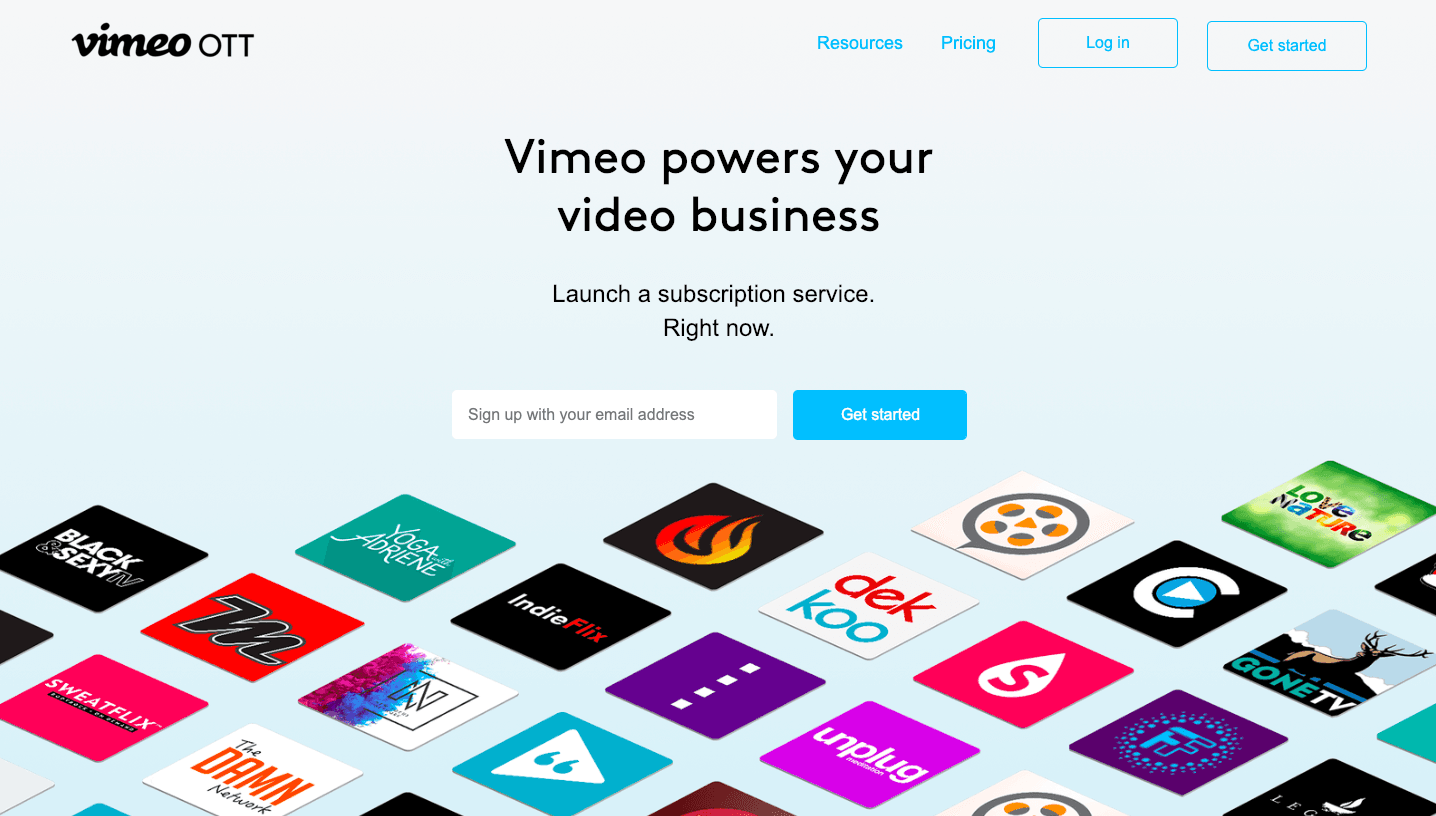 Vimeo OTT homepage